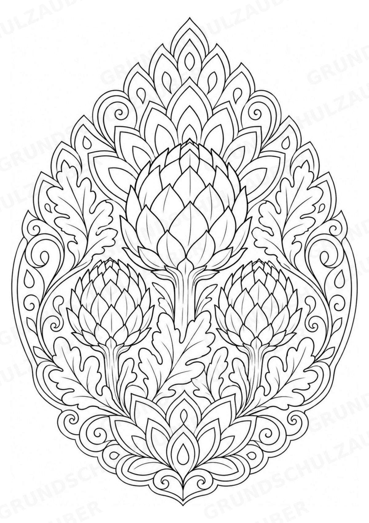 Artischocke Mandalas Ausmalbilder – Allgemeine Themen – 15 Malvorlagen – Materialseite 5