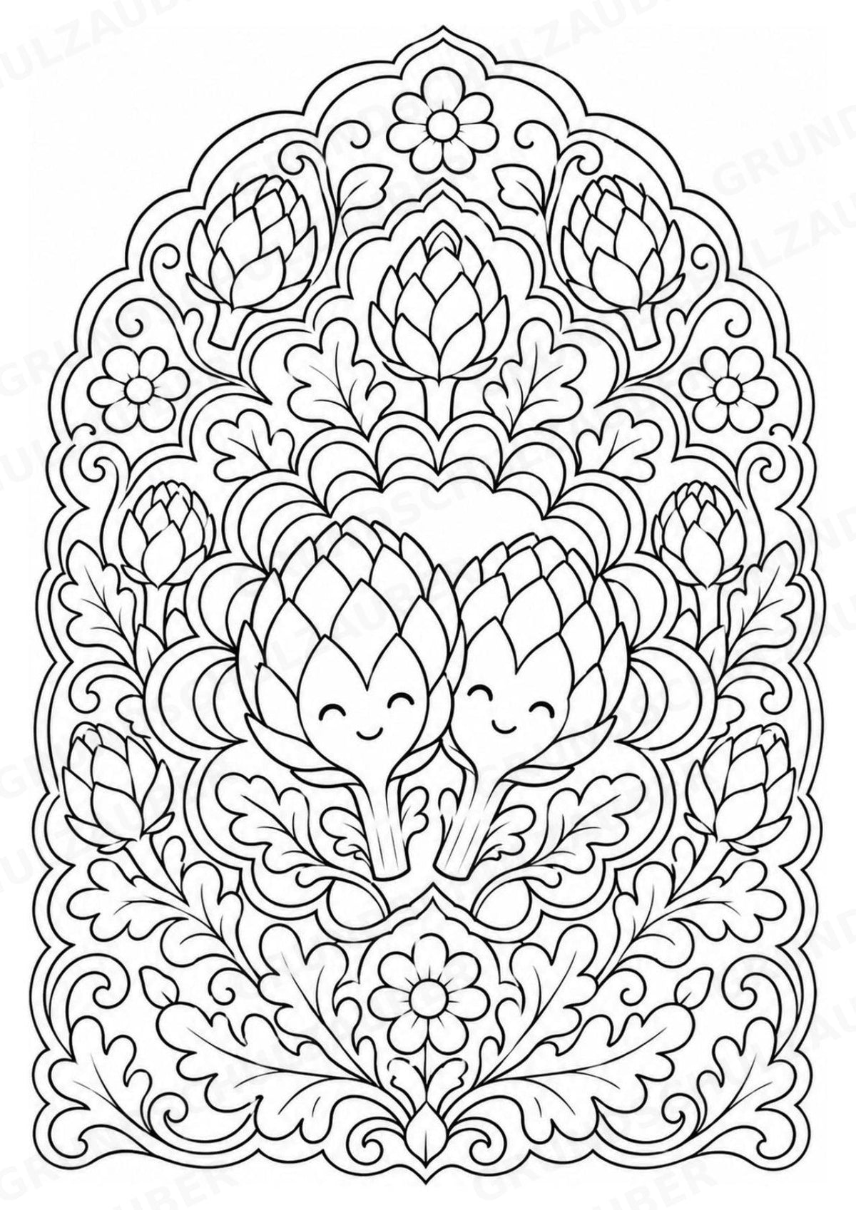 Artischocke Mandalas Ausmalbilder – Allgemeine Themen – 15 Malvorlagen – Materialseite 6