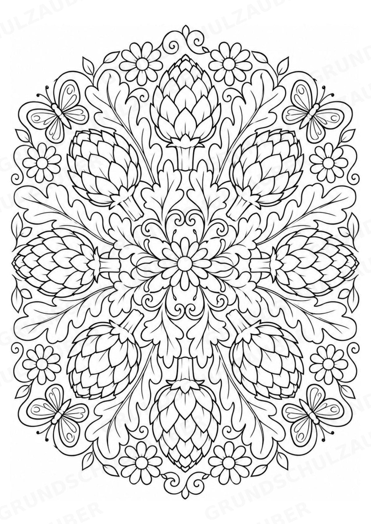 Artischocke Mandalas Ausmalbilder – Allgemeine Themen – 15 Malvorlagen – Materialseite 9