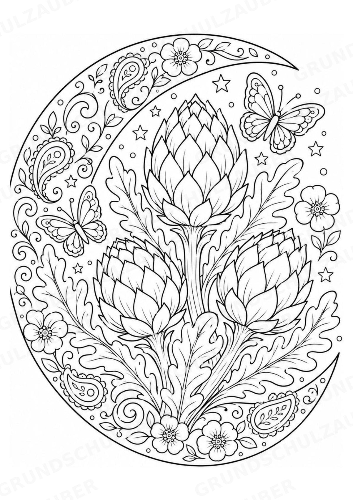 Artischocke Mandalas Ausmalbilder – Allgemeine Themen – 15 Malvorlagen – Materialseite 10