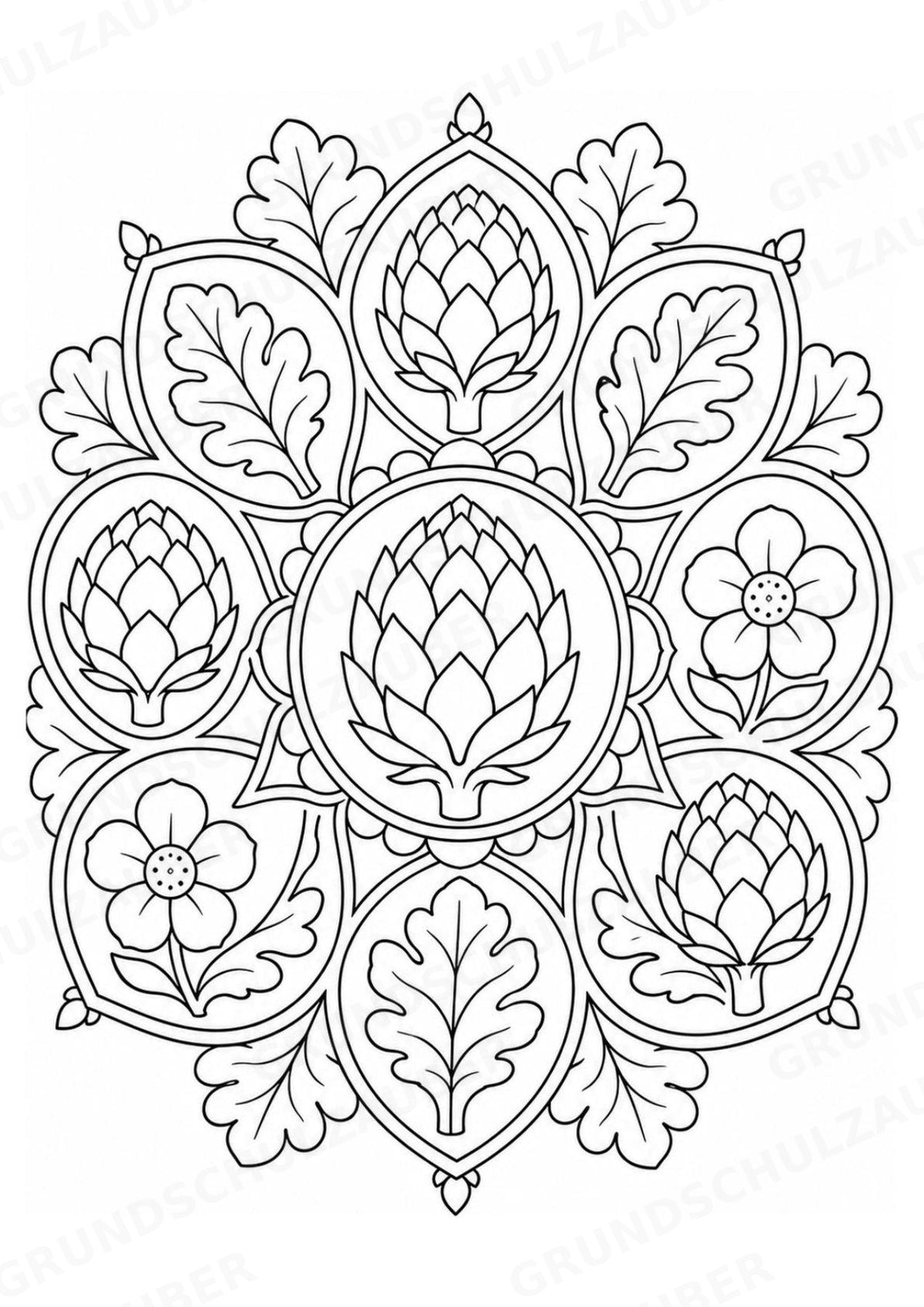 Artischocke Mandalas Ausmalbilder – Allgemeine Themen – 15 Malvorlagen – Materialseite 11