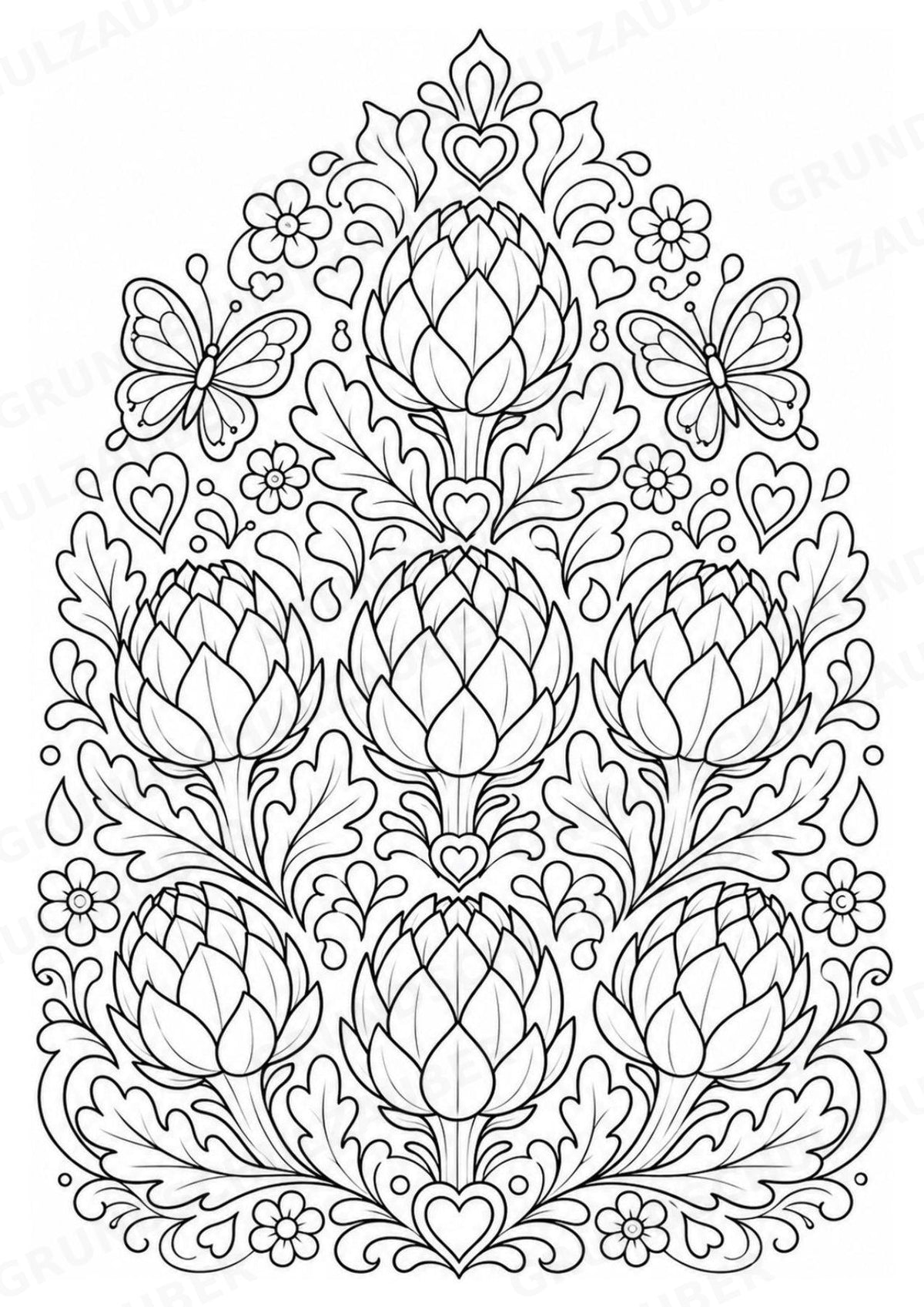 Artischocke Mandalas Ausmalbilder – Allgemeine Themen – 15 Malvorlagen – Materialseite 16