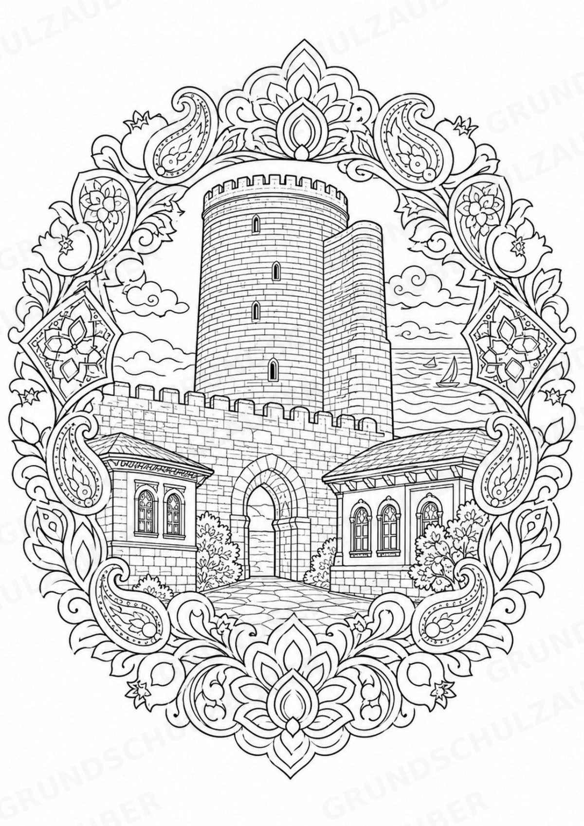 Aserbaidschan Mandalas Ausmalbilder – Länder und Kulturen – 15 Malvorlagen – Materialseite 3