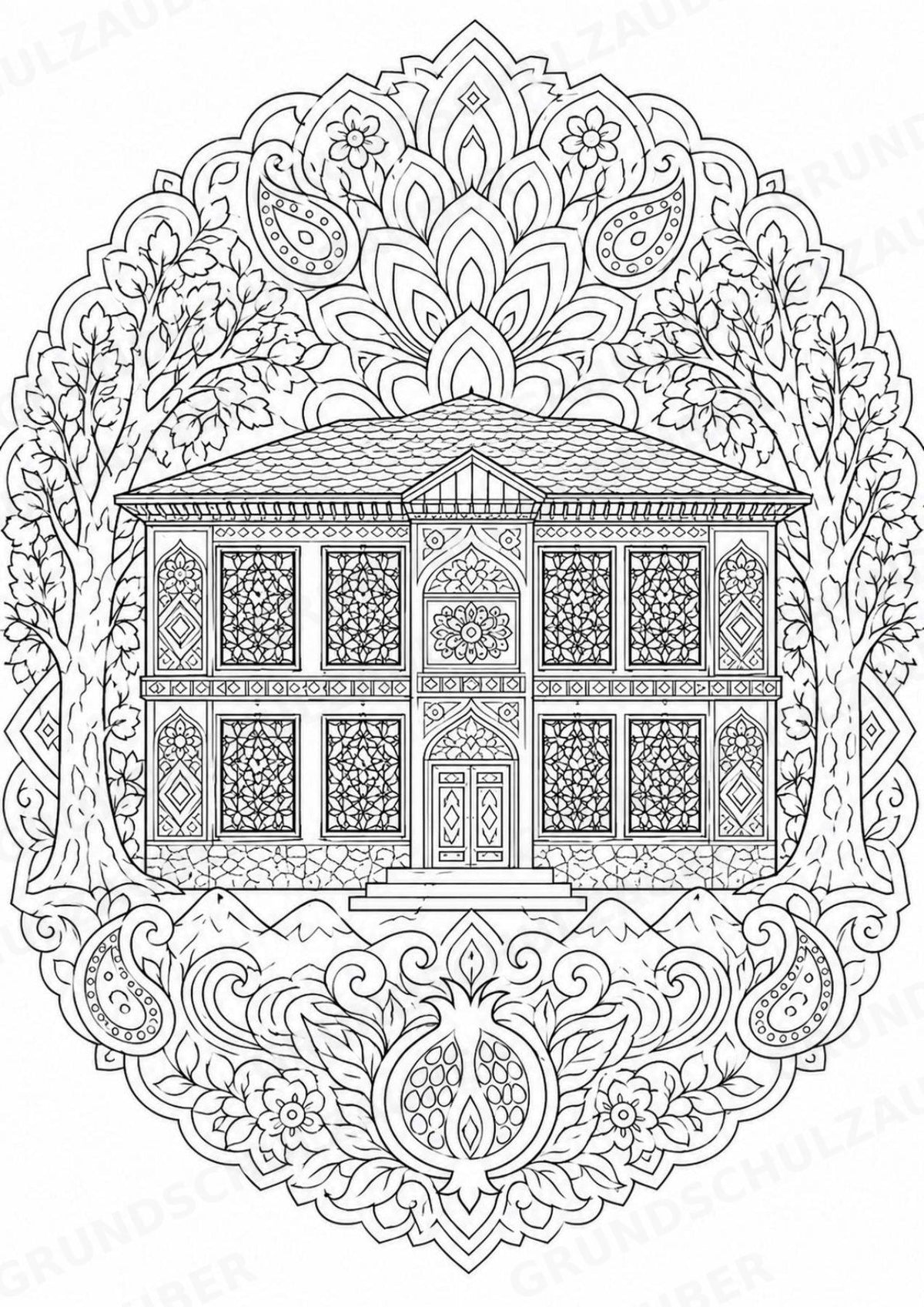 Aserbaidschan Mandalas Ausmalbilder – Länder und Kulturen – 15 Malvorlagen – Materialseite 5