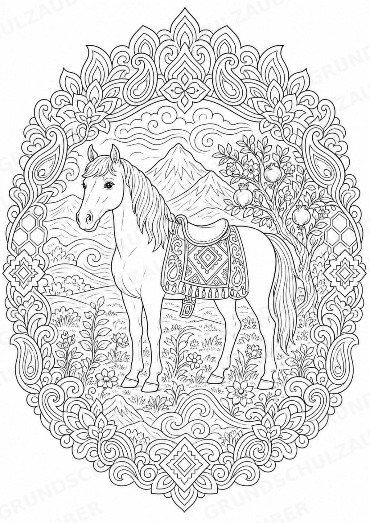 Aserbaidschan Mandalas Ausmalbilder – Länder und Kulturen – 15 Malvorlagen – Materialseite 16