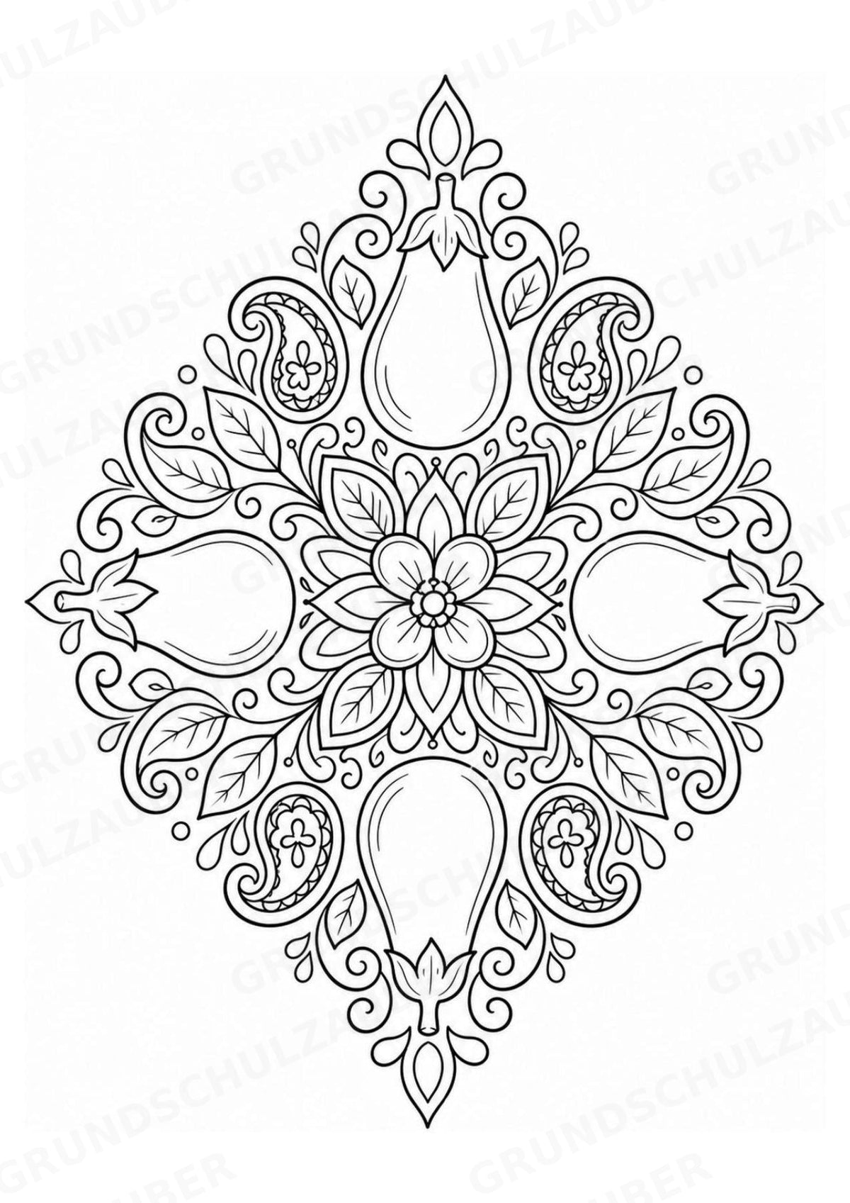 Aubergine Mandalas Ausmalbilder – Gemüse – 15 Malvorlagen – Materialseite 15
