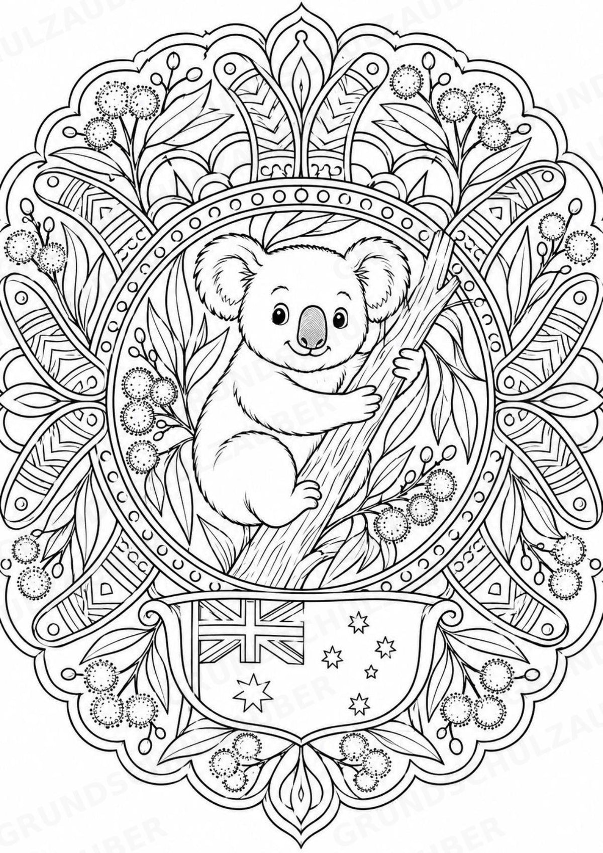 Australien Mandalas Ausmalbilder – Länder und Kulturen – 15 Malvorlagen – Materialseite 2