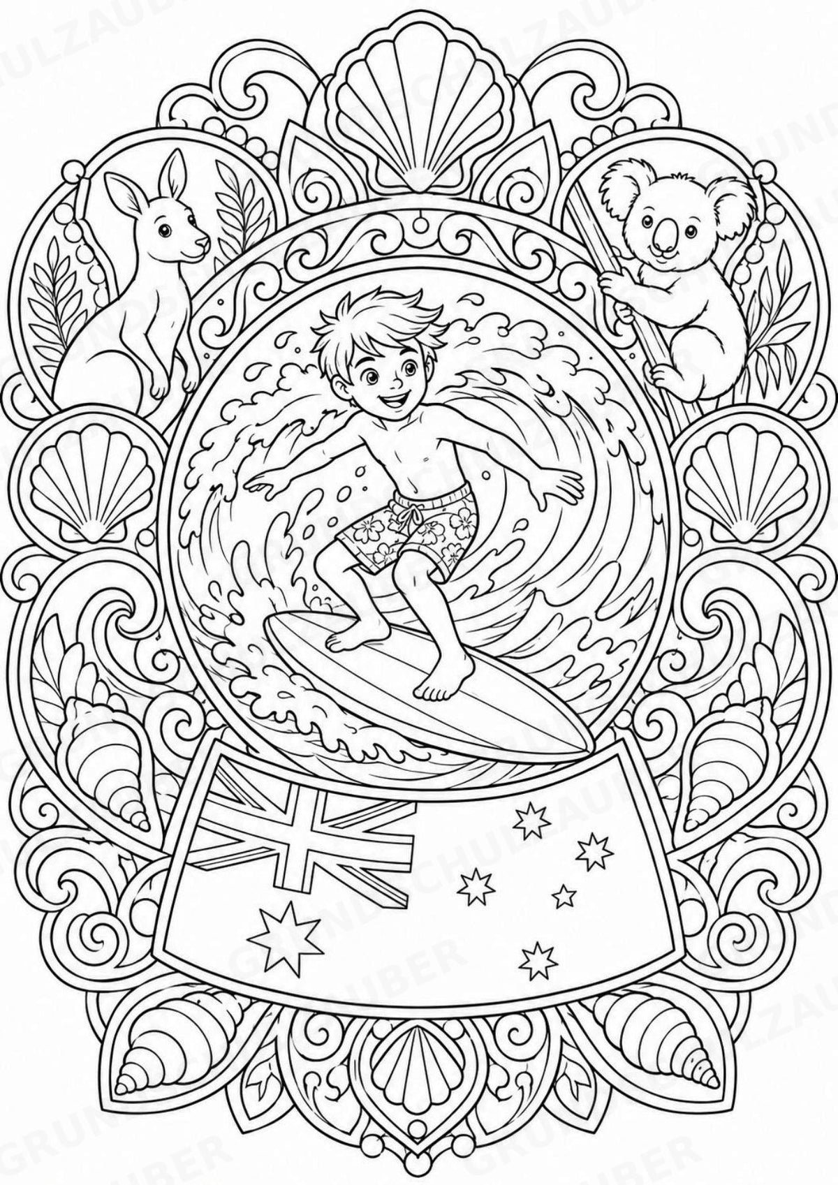 Australien Mandalas Ausmalbilder – Länder und Kulturen – 15 Malvorlagen – Materialseite 8