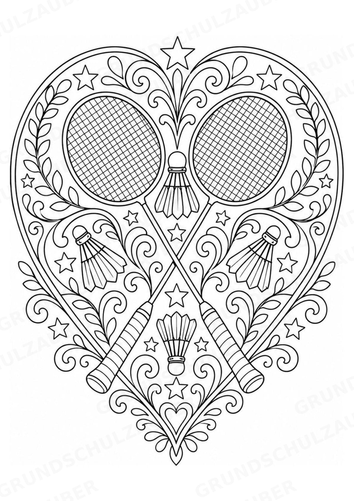 Badminton Mandalas Ausmalbilder – Sport – 15 Malvorlagen – Materialseite 3