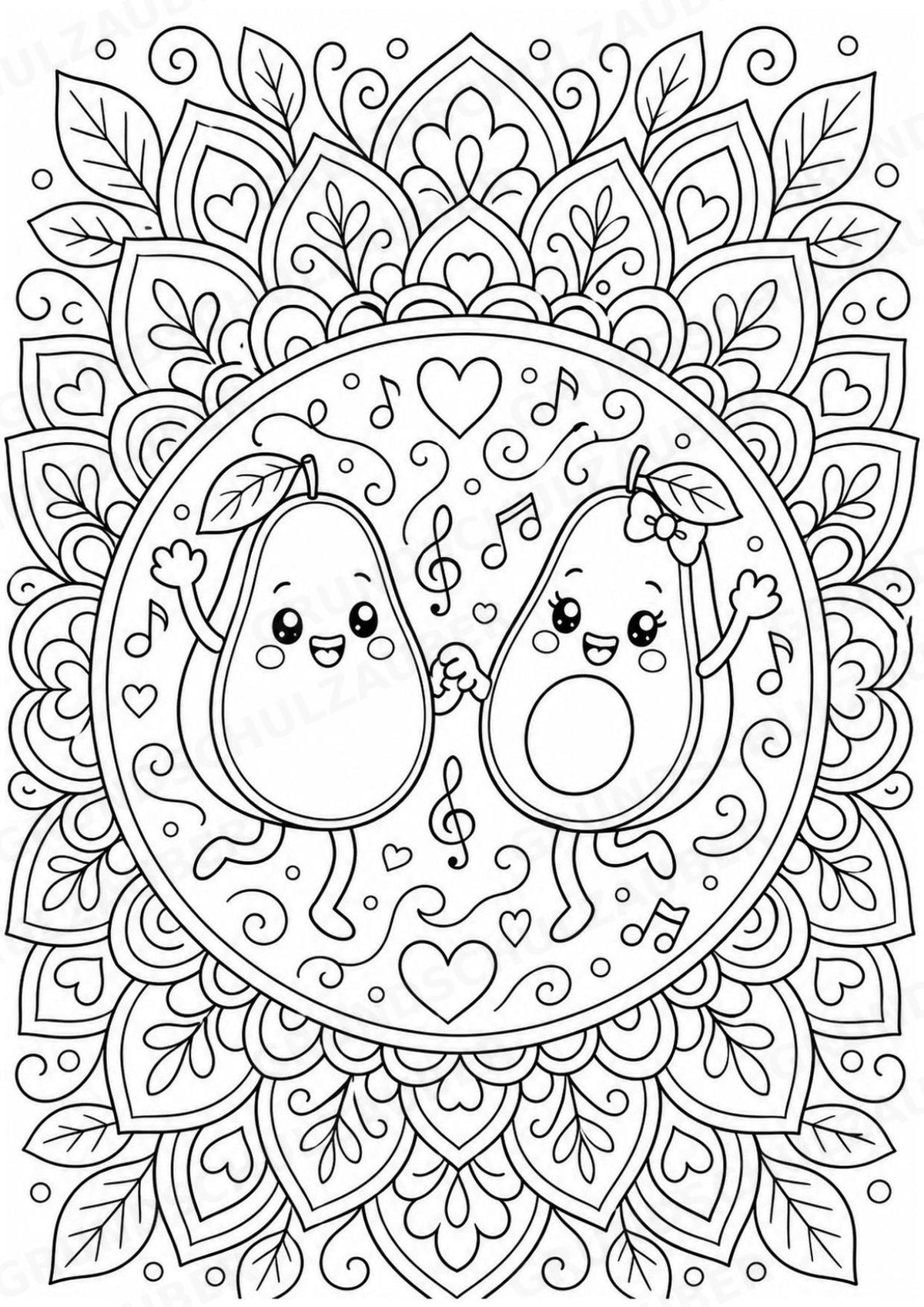 Avocado Mandalas Ausmalbilder – Obst – 15 Malvorlagen – Materialseite 13