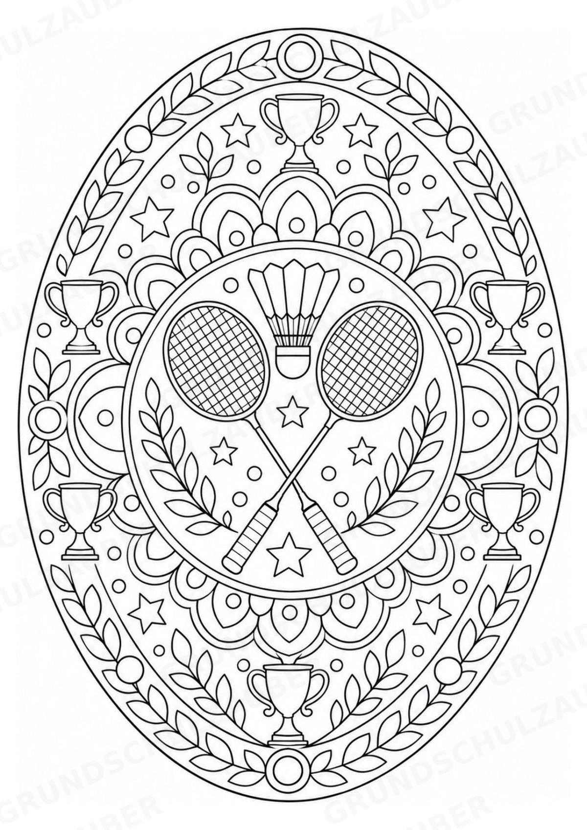 Badminton Mandalas Ausmalbilder – Sport – 15 Malvorlagen – Materialseite 14