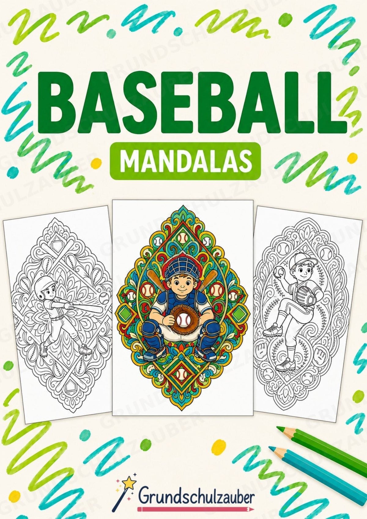 Baseball Mandalas Ausmalbilder – Sport – 15 Malvorlagen – Cover