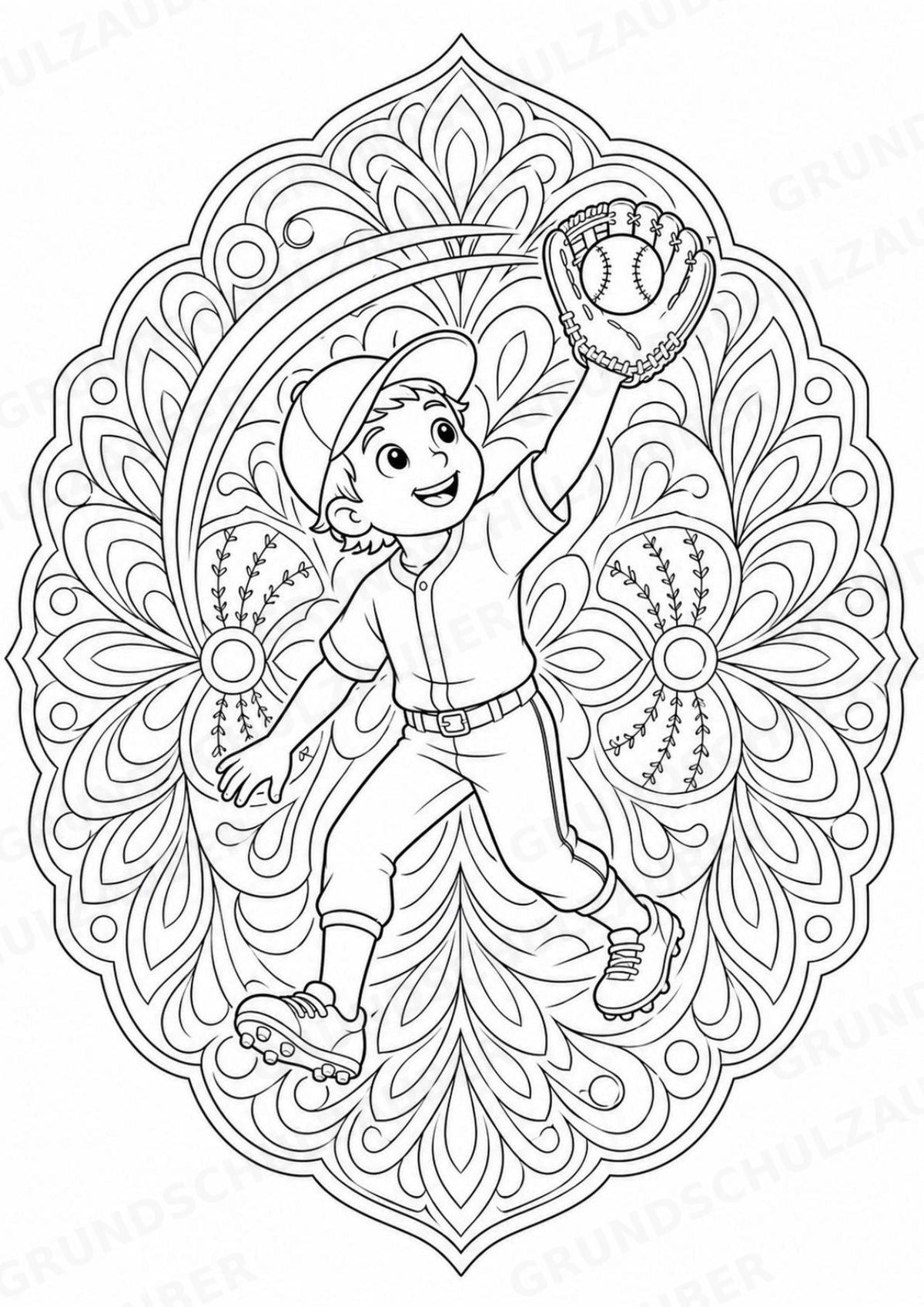 Baseball Mandalas Ausmalbilder – Sport – 15 Malvorlagen – Materialseite 5