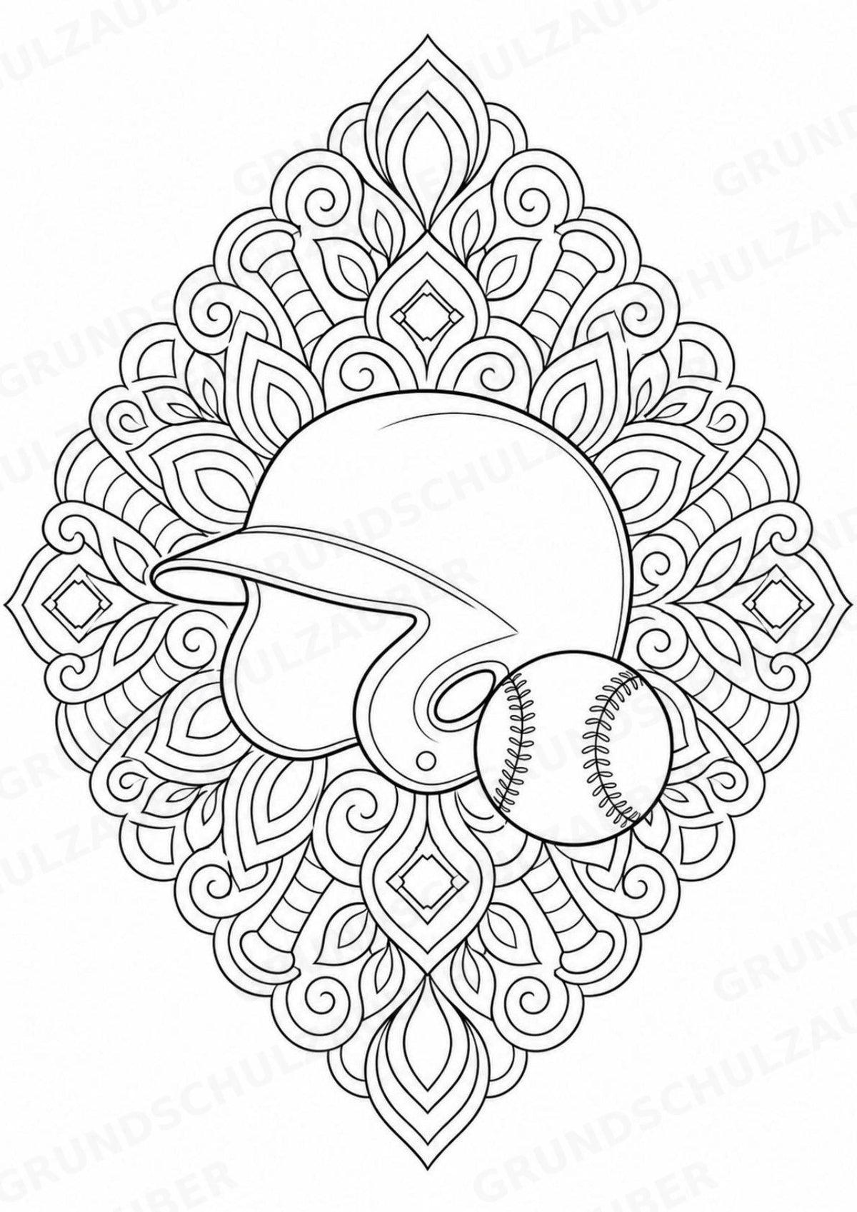 Baseball Mandalas Ausmalbilder – Sport – 15 Malvorlagen – Materialseite 10