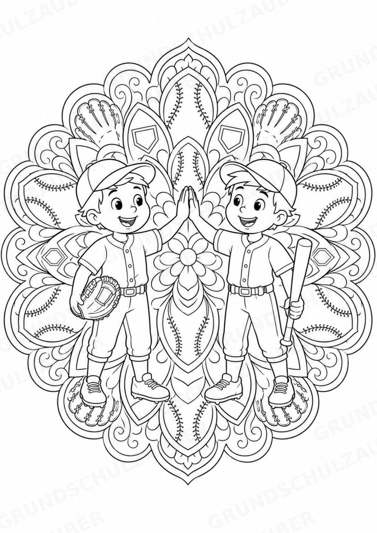 Baseball Mandalas Ausmalbilder – Sport – 15 Malvorlagen – Materialseite 13