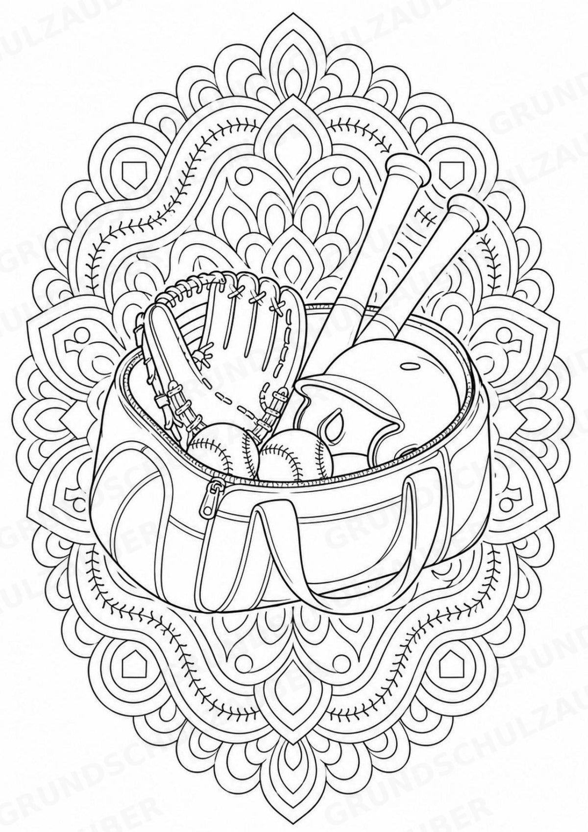 Baseball Mandalas Ausmalbilder – Sport – 15 Malvorlagen – Materialseite 14