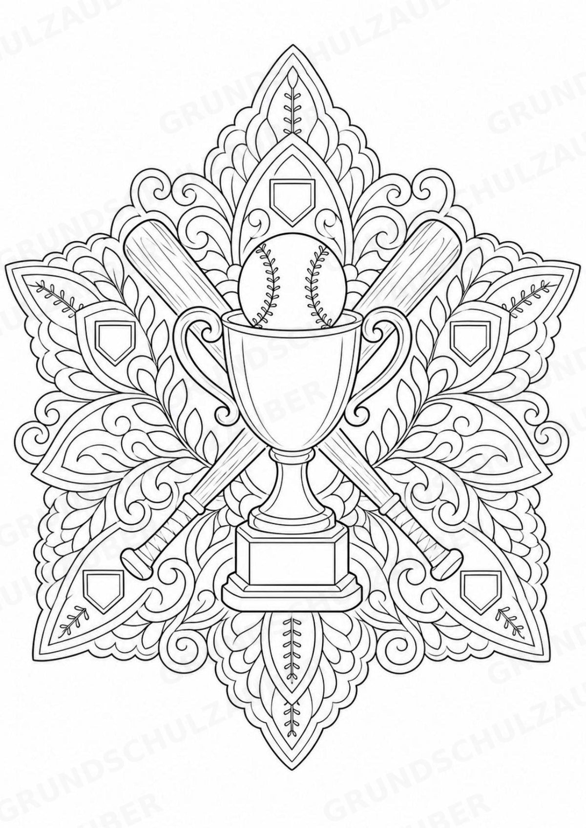 Baseball Mandalas Ausmalbilder – Sport – 15 Malvorlagen – Materialseite 15