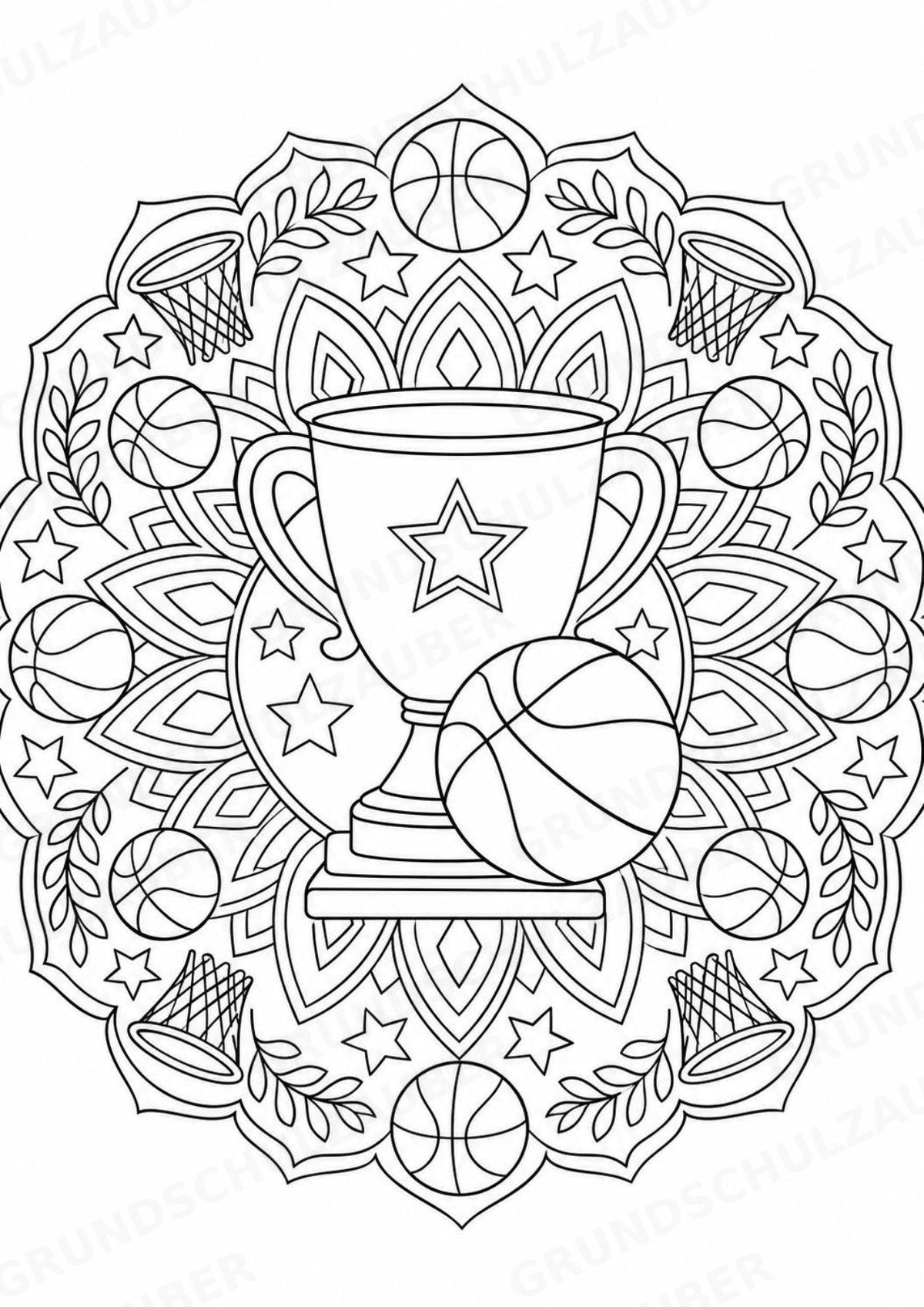Basketball Mandalas Ausmalbilder – Sport – 15 Malvorlagen – Materialseite 15