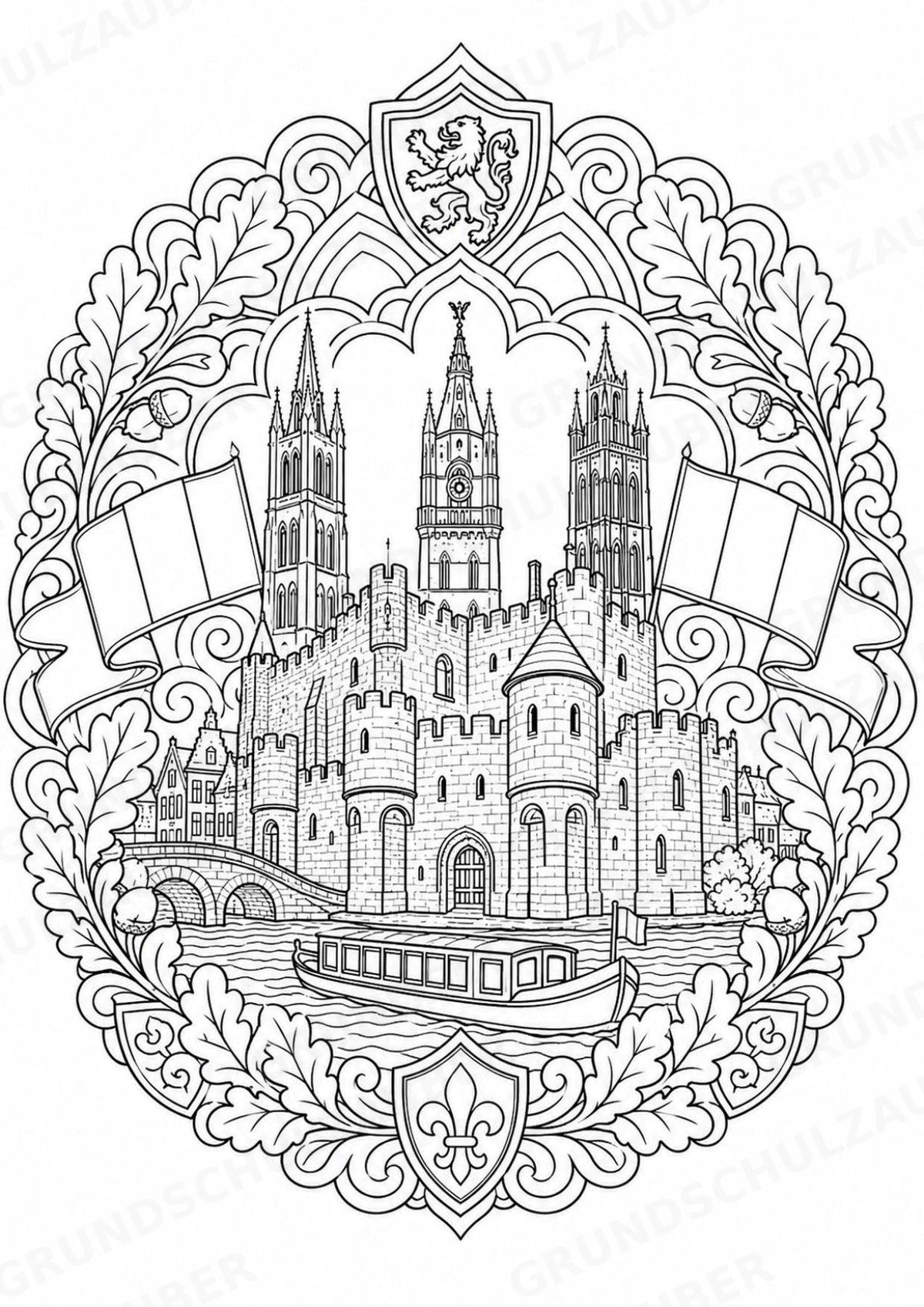 Belgien Mandalas Ausmalbilder – Länder und Kulturen – 15 Malvorlagen – Materialseite 5