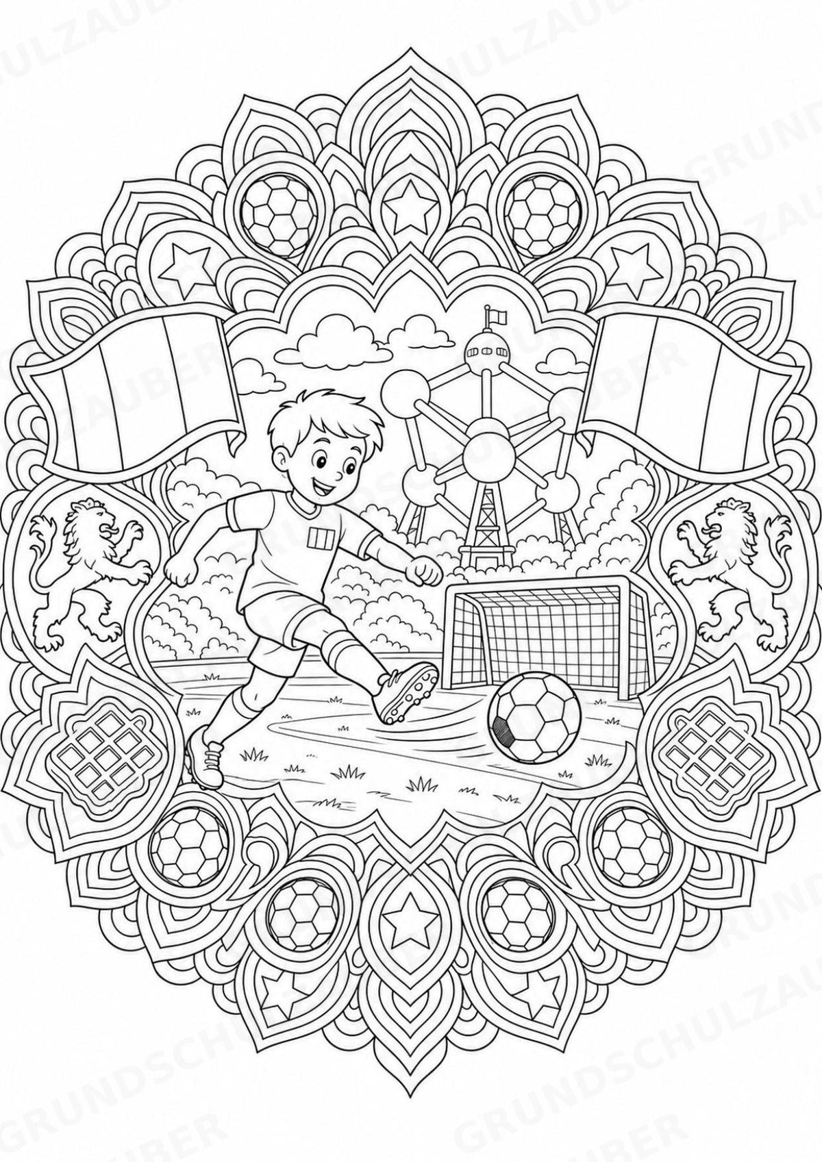 Belgien Mandalas Ausmalbilder – Länder und Kulturen – 15 Malvorlagen – Materialseite 11
