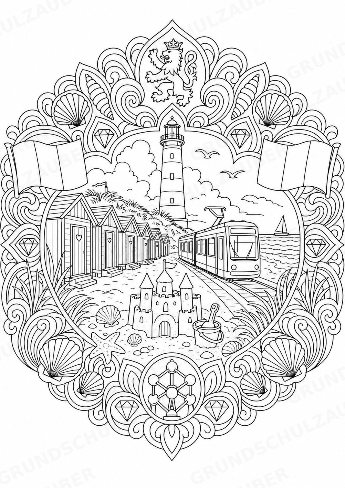 Belgien Mandalas Ausmalbilder – Länder und Kulturen – 15 Malvorlagen – Materialseite 13