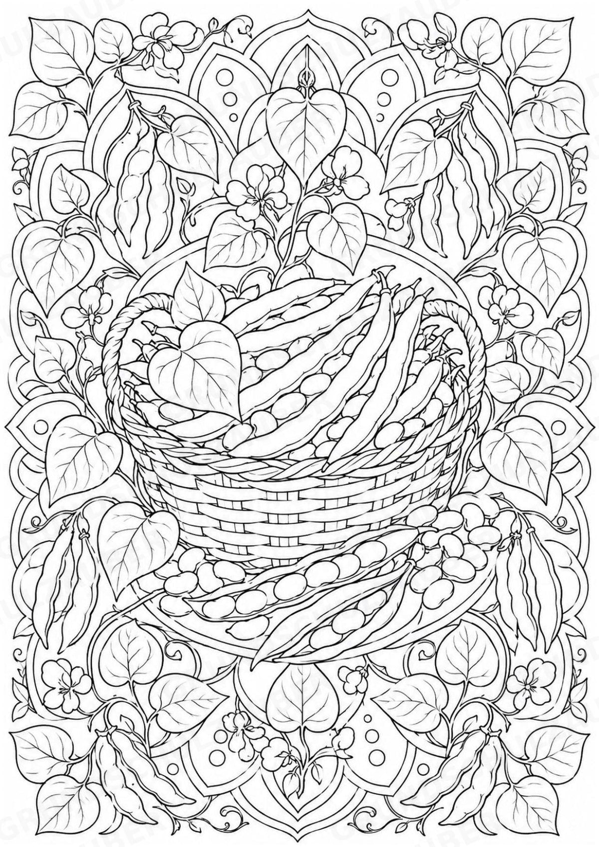 Bohnen Mandalas Ausmalbilder – Gemüse – 15 Malvorlagen – Materialseite 7