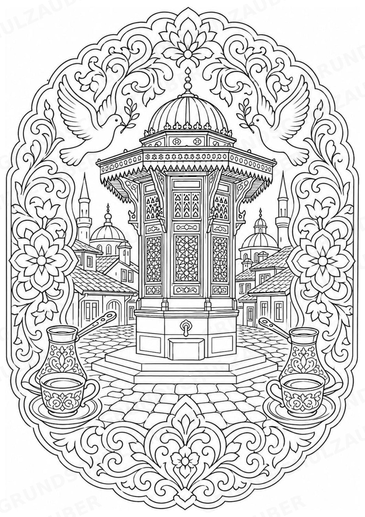 Bosnien Mandalas Ausmalbilder – Länder und Kulturen – 15 Malvorlagen – Materialseite 3