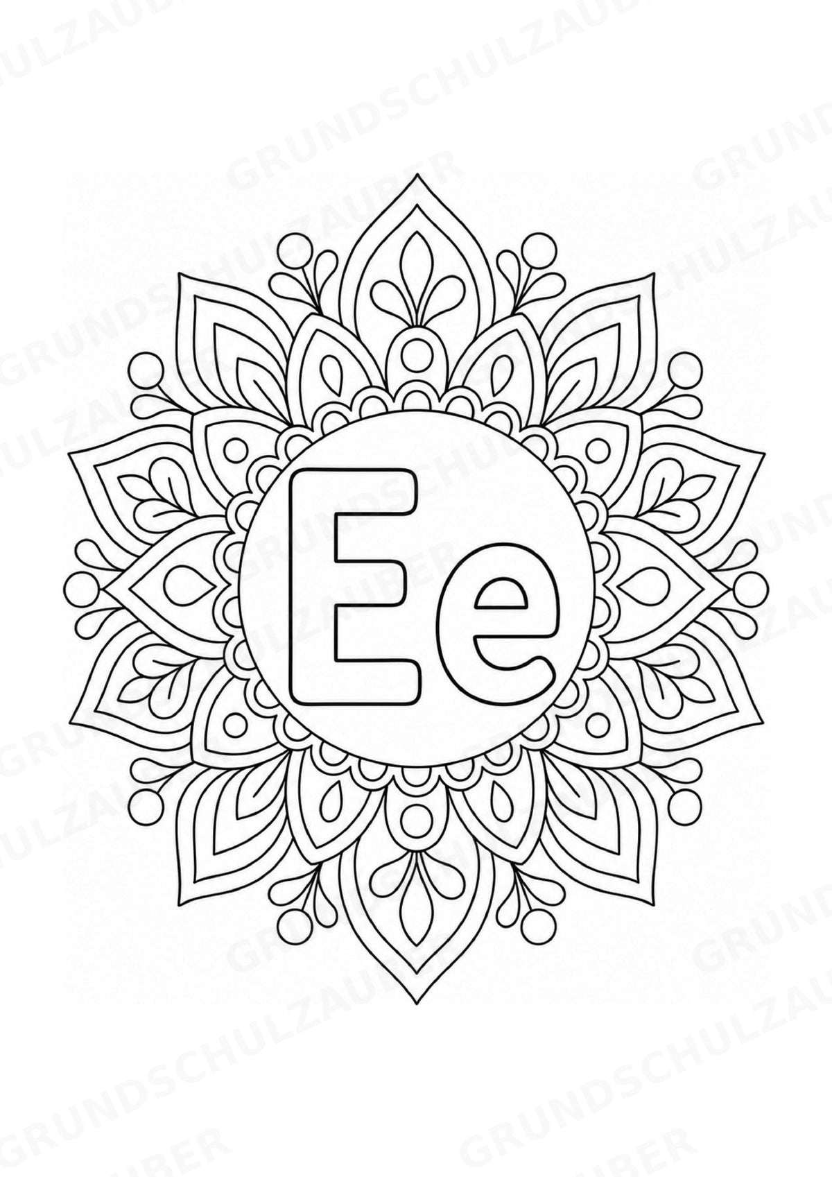 Buchstaben von A Z Mandalas Ausmalbilder – Buchstabeneinführung – 15 Malvorlagen – Materialseite 7