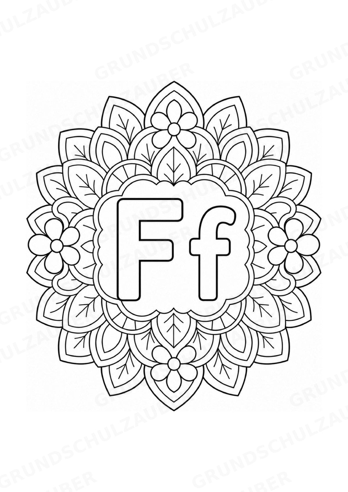 Buchstaben von A Z Mandalas Ausmalbilder – Buchstabeneinführung – 15 Malvorlagen – Materialseite 8