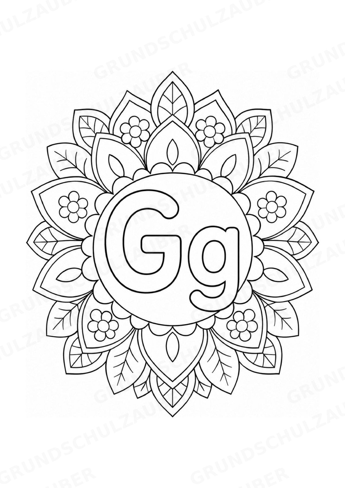 Buchstaben von A Z Mandalas Ausmalbilder – Buchstabeneinführung – 15 Malvorlagen – Materialseite 9
