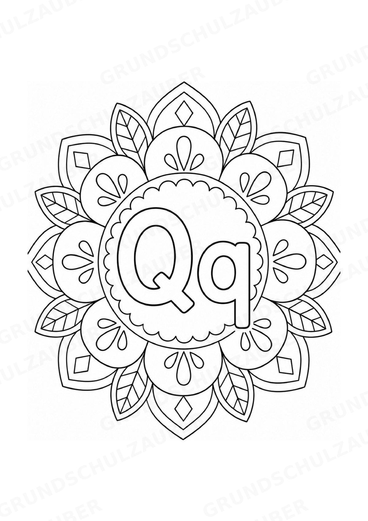 Buchstaben von A Z Mandalas Ausmalbilder – Buchstabeneinführung – 15 Malvorlagen – Materialseite 19