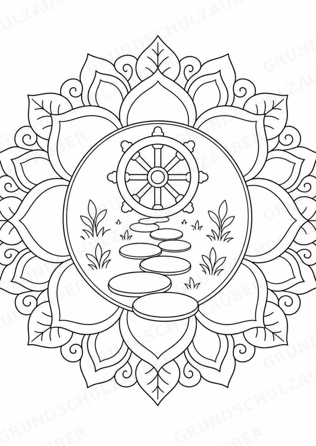 Buddhismus Mandalas Ausmalbilder – Religion – 15 Malvorlagen – Materialseite 11
