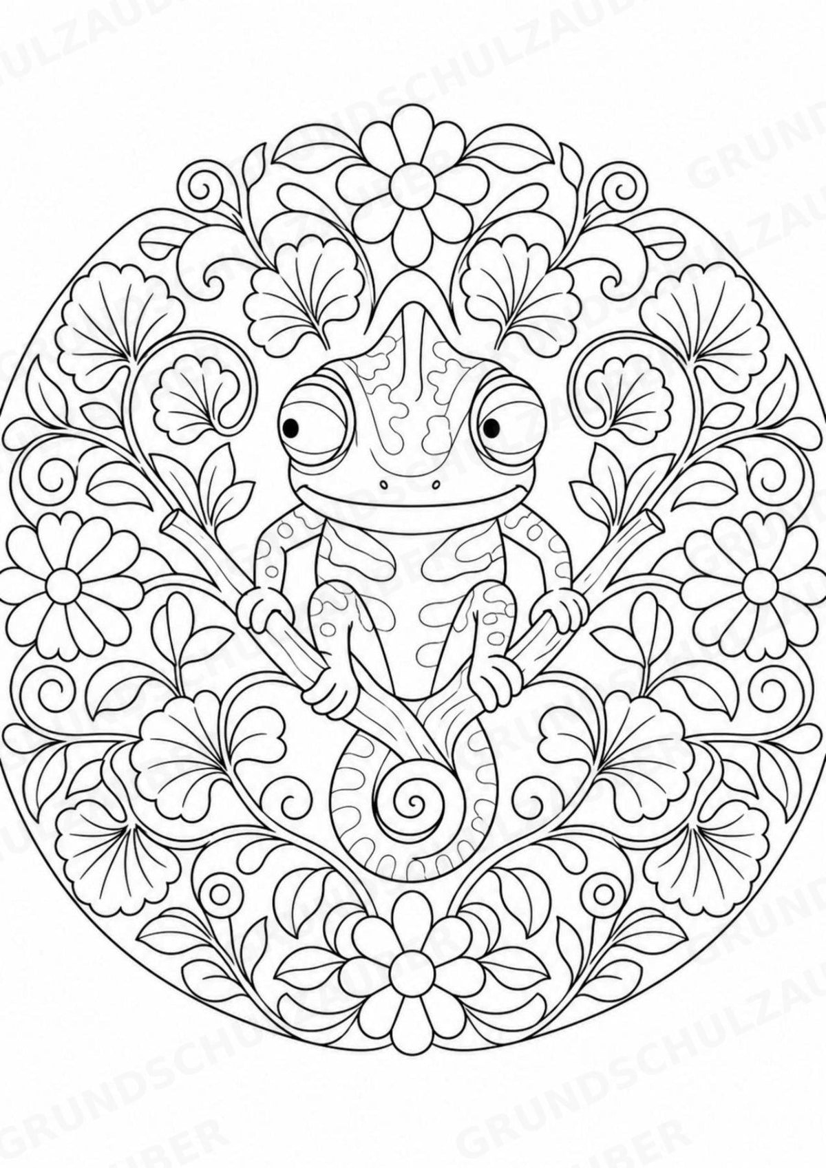 Chamäleon Mandalas Ausmalbilder – Tiere – 15 Malvorlagen – Materialseite 3