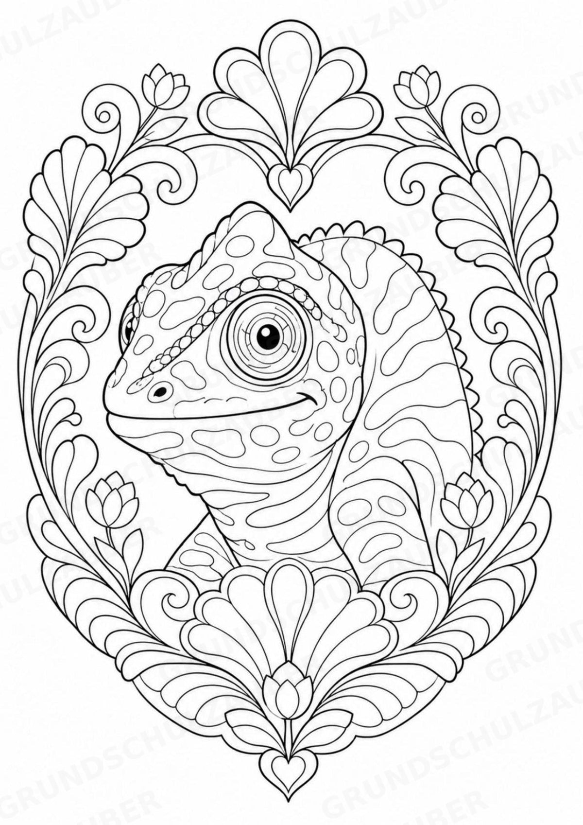 Chamäleon Mandalas Ausmalbilder – Tiere – 15 Malvorlagen – Materialseite 5