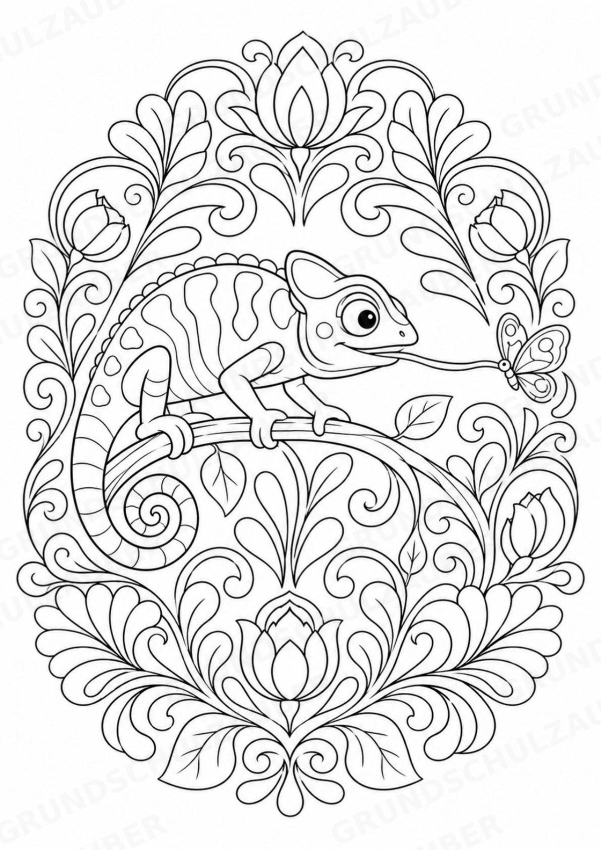 Chamäleon Mandalas Ausmalbilder – Tiere – 15 Malvorlagen – Materialseite 7