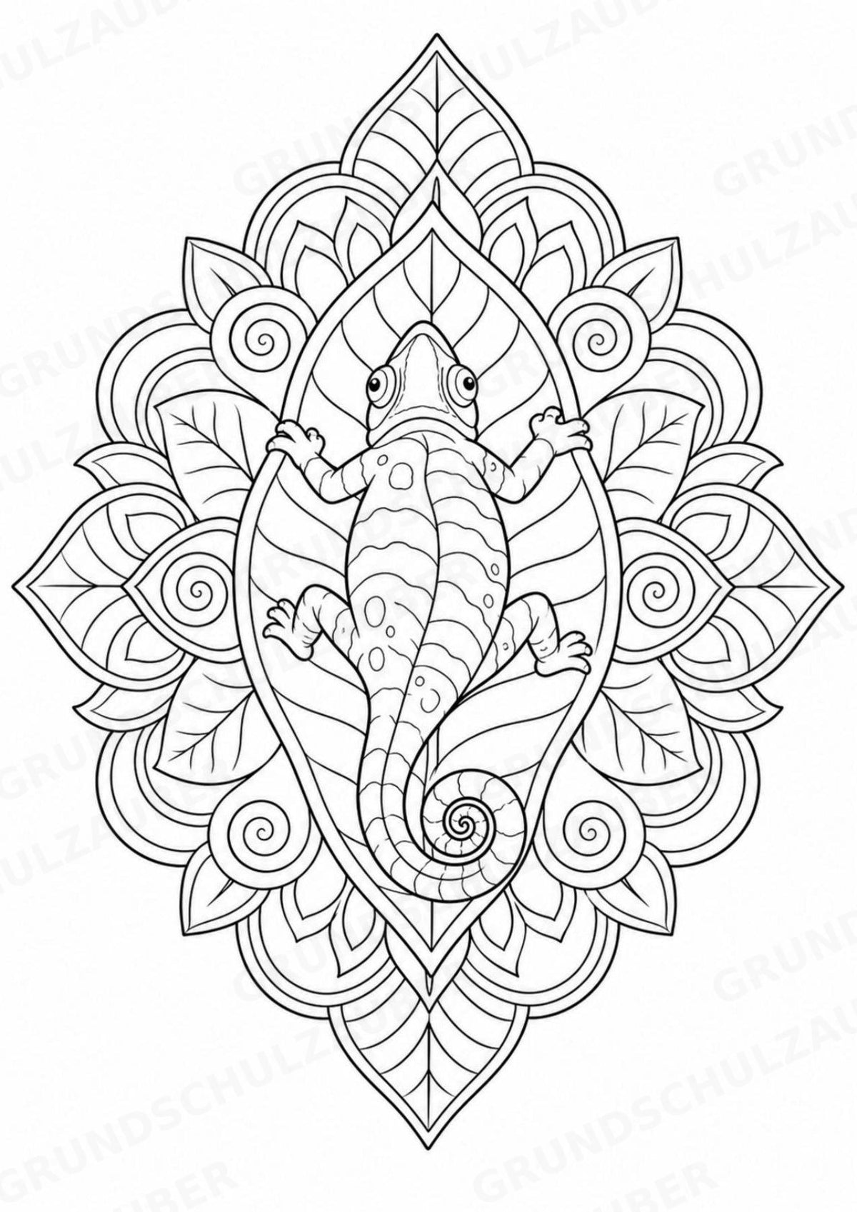 Chamäleon Mandalas Ausmalbilder – Tiere – 15 Malvorlagen – Materialseite 11