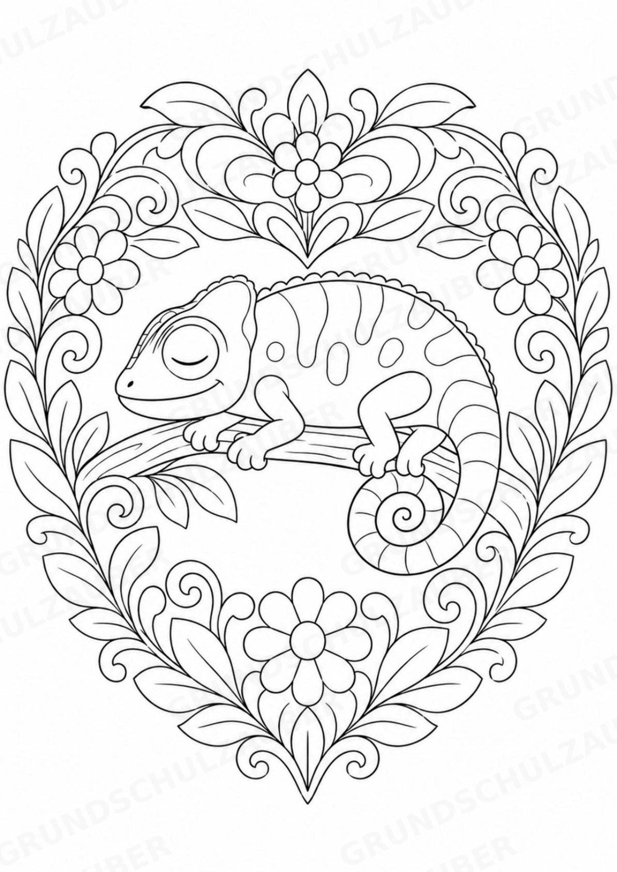 Chamäleon Mandalas Ausmalbilder – Tiere – 15 Malvorlagen – Materialseite 12