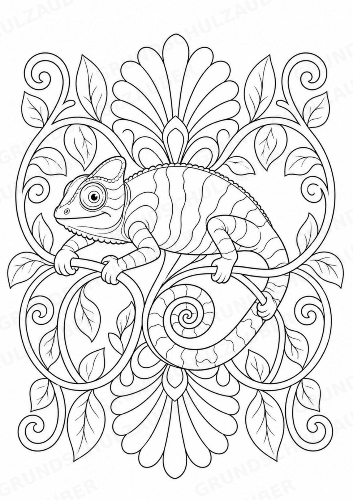 Chamäleon Mandalas Ausmalbilder – Tiere – 15 Malvorlagen – Materialseite 13