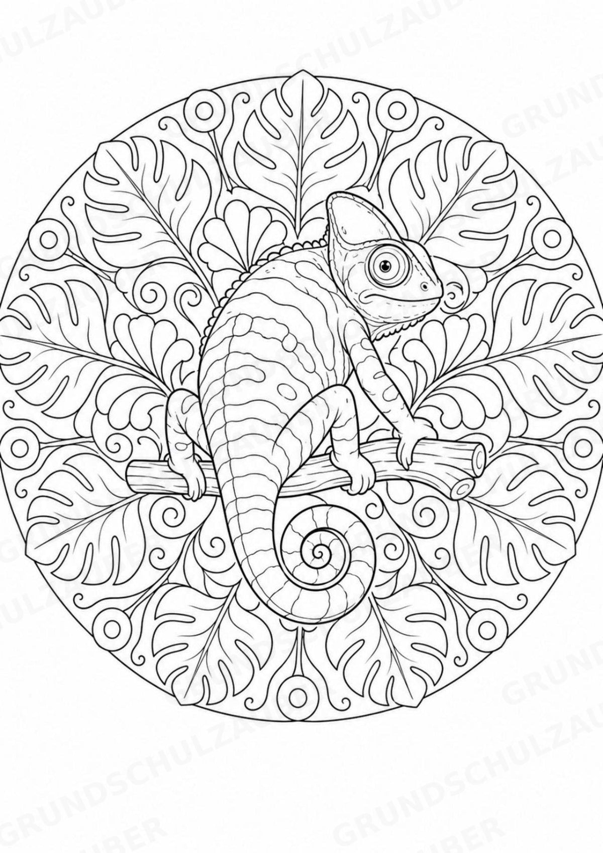 Chamäleon Mandalas Ausmalbilder – Tiere – 15 Malvorlagen – Materialseite 14