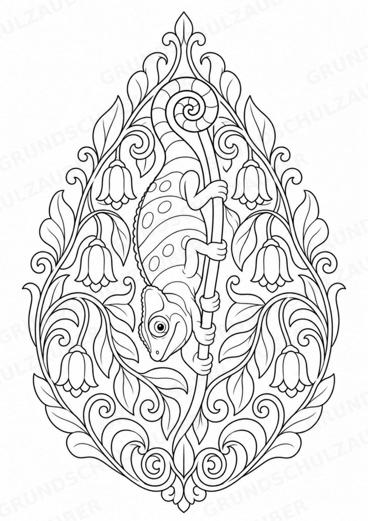 Chamäleon Mandalas Ausmalbilder – Tiere – 15 Malvorlagen – Materialseite 15