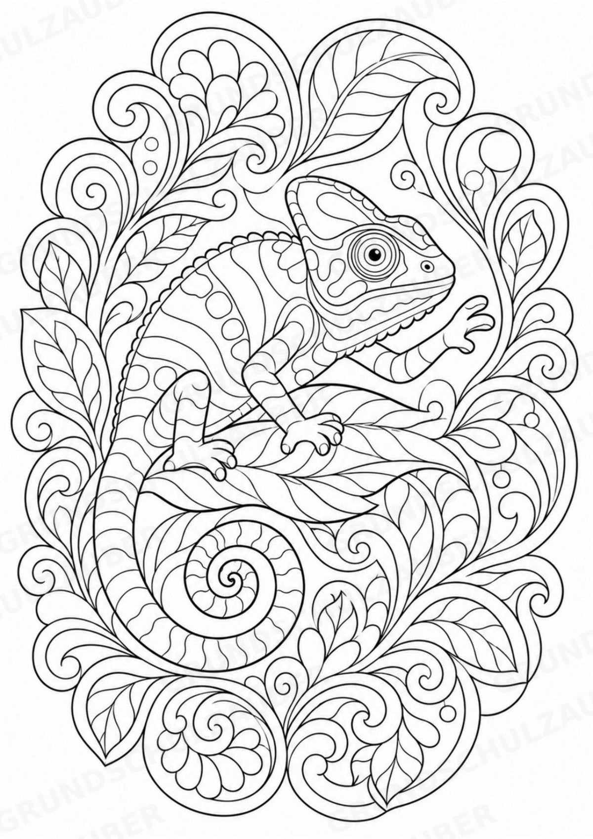 Chamäleon Mandalas Ausmalbilder – Tiere – 15 Malvorlagen – Materialseite 16
