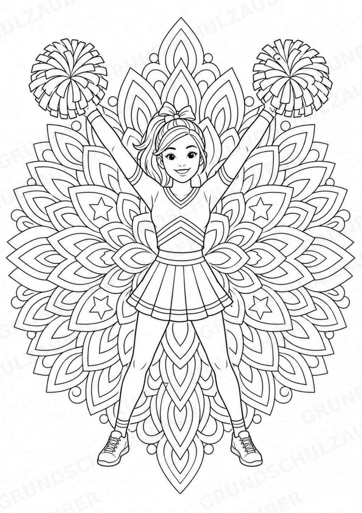 Cheerleading Mandalas Ausmalbilder – Sport – 15 Malvorlagen – Materialseite 2