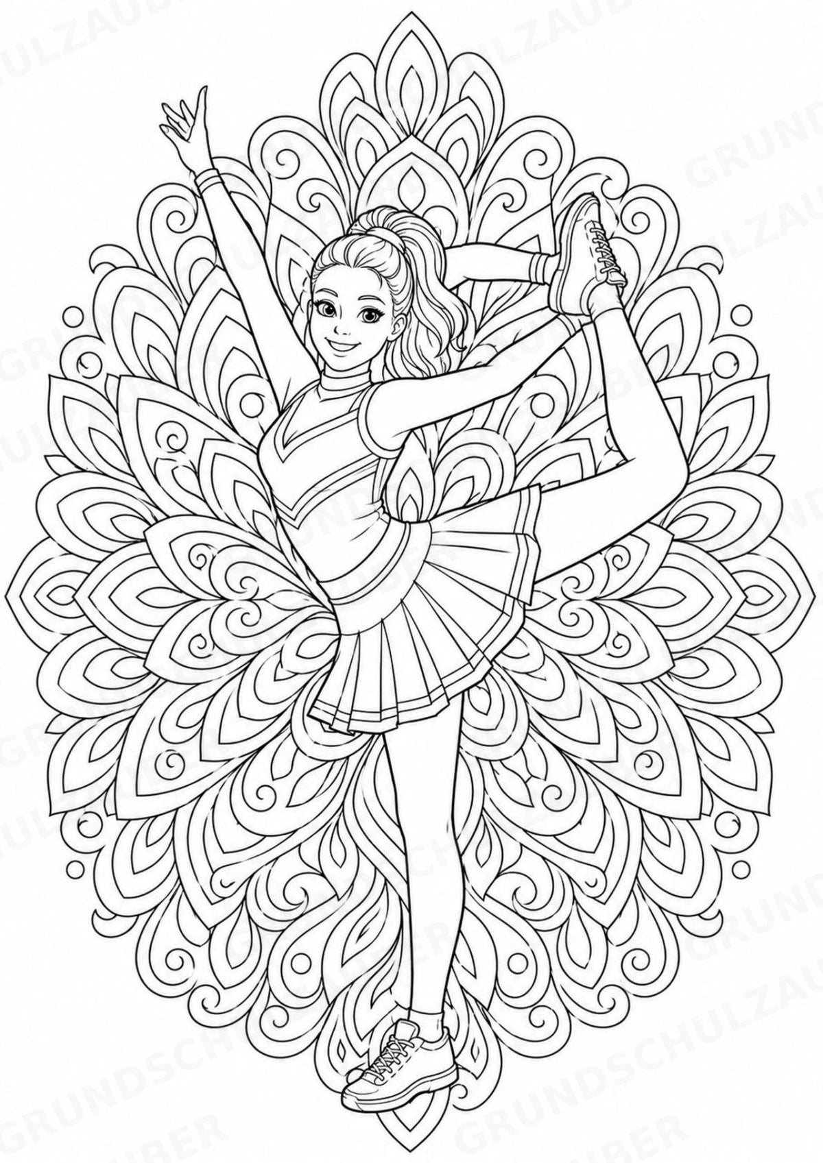 Cheerleading Mandalas Ausmalbilder – Sport – 15 Malvorlagen – Materialseite 5