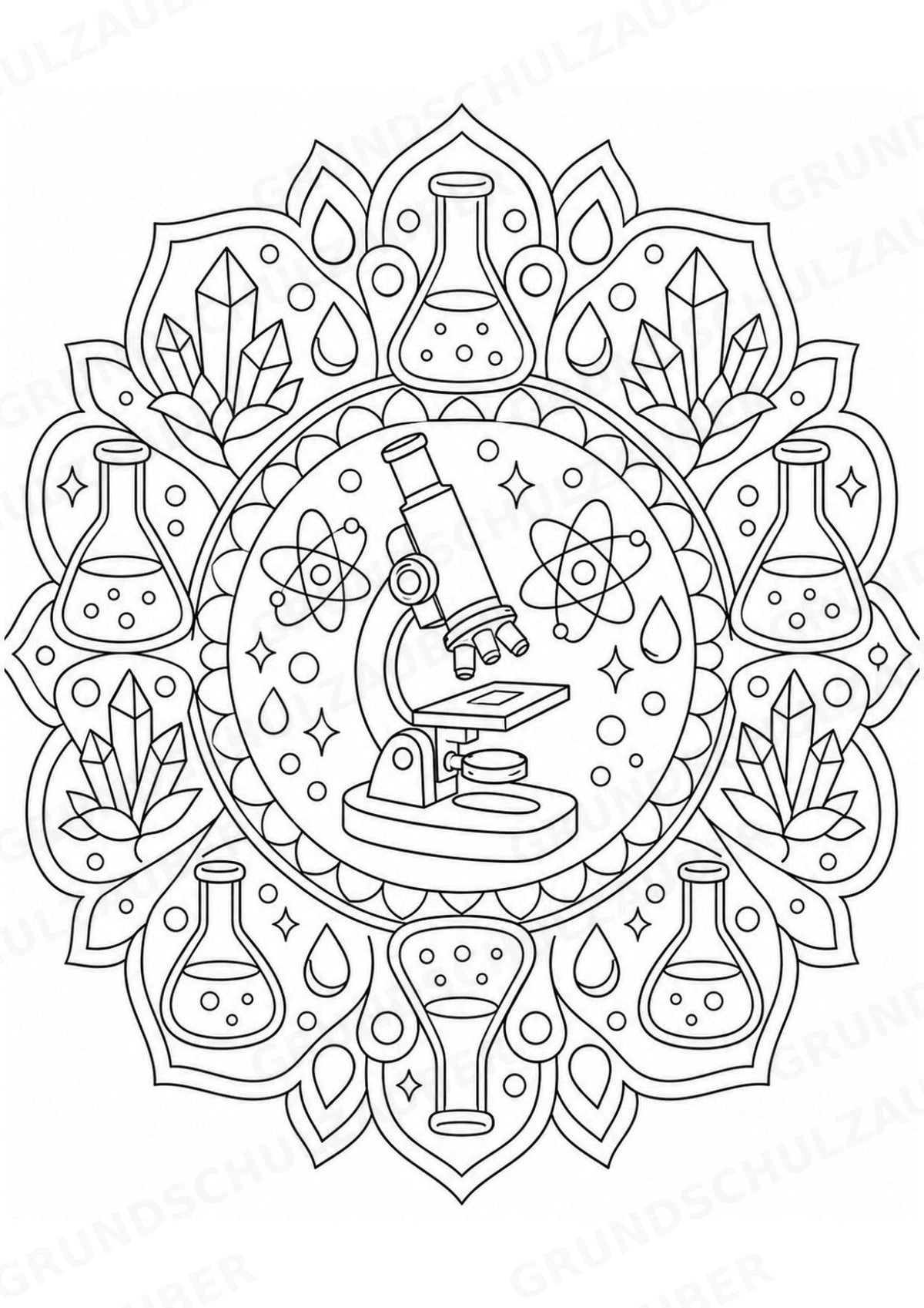 Chemie Mandalas Ausmalbilder – Fach – 15 Malvorlagen – Materialseite 2