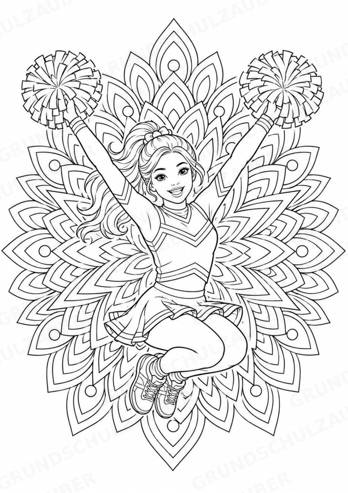 Cheerleading Mandalas Ausmalbilder – Sport – 15 Malvorlagen – Materialseite 12