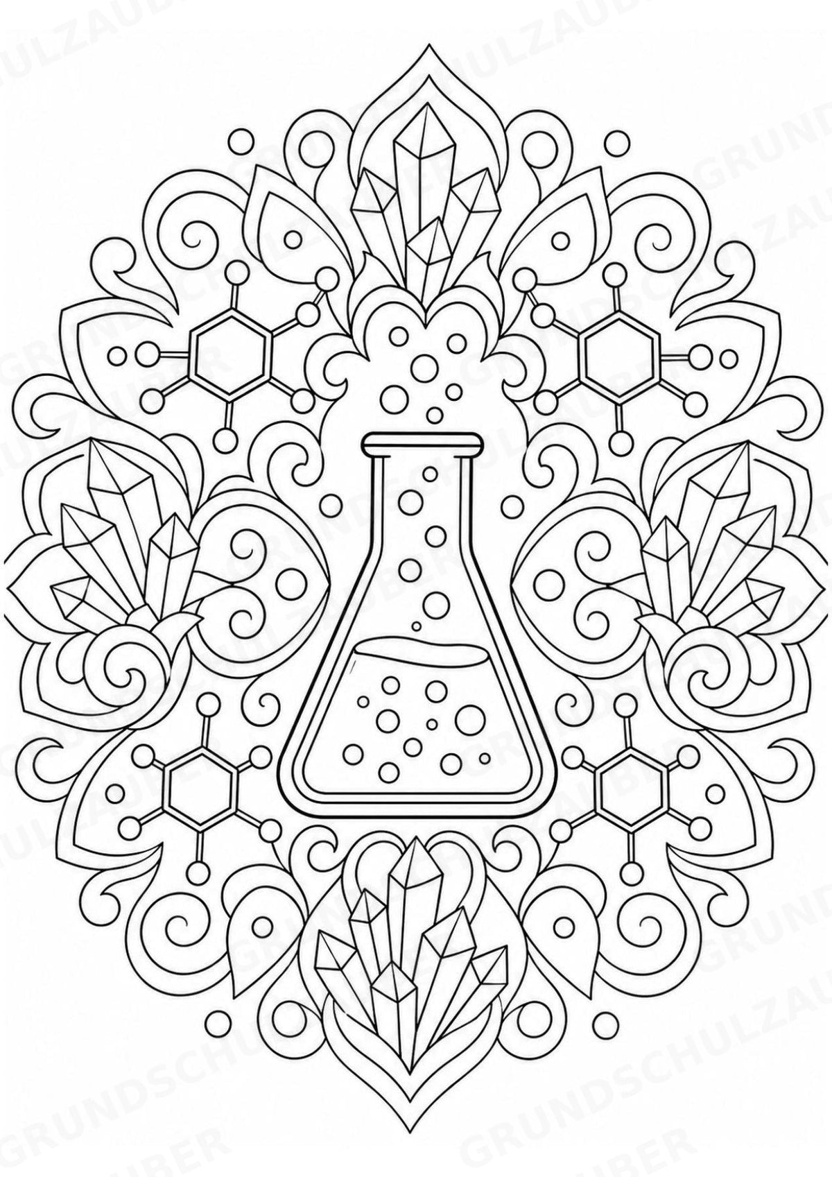 Chemie Mandalas Ausmalbilder – Fach – 15 Malvorlagen – Materialseite 6