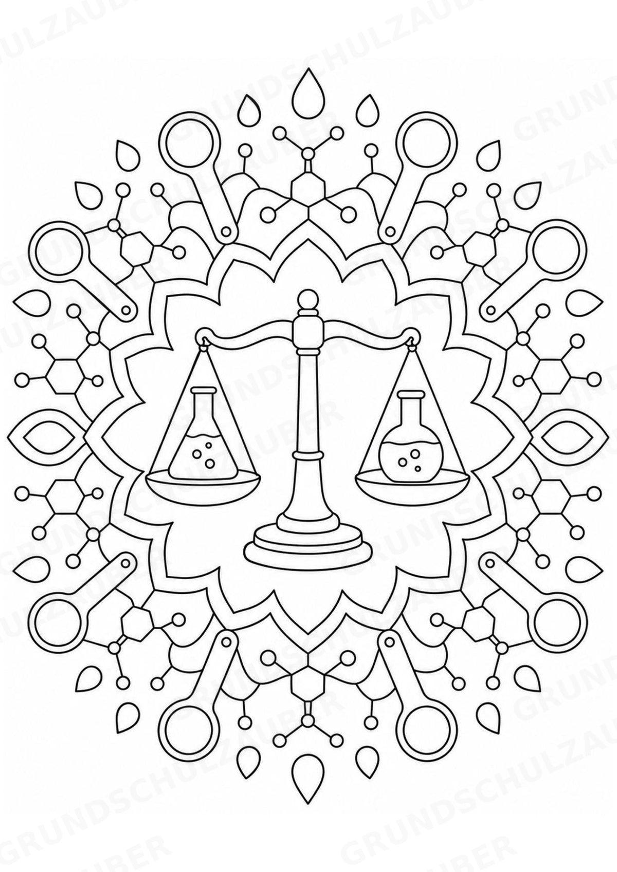 Chemie Mandalas Ausmalbilder – Fach – 15 Malvorlagen – Materialseite 10