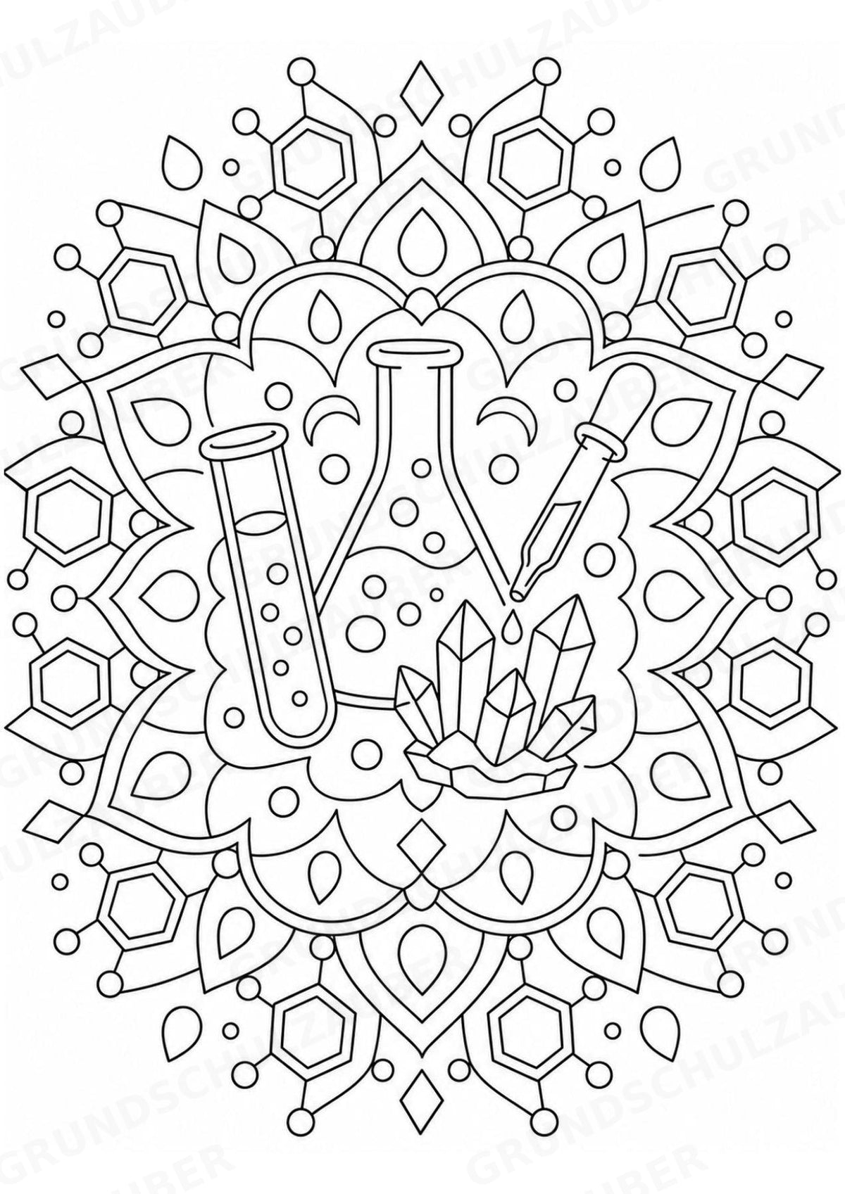 Chemie Mandalas Ausmalbilder – Fach – 15 Malvorlagen – Materialseite 16