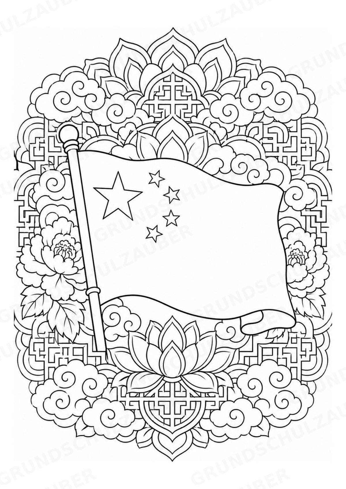 China Mandalas Ausmalbilder – Länder und Kulturen – 15 Malvorlagen – Materialseite 12