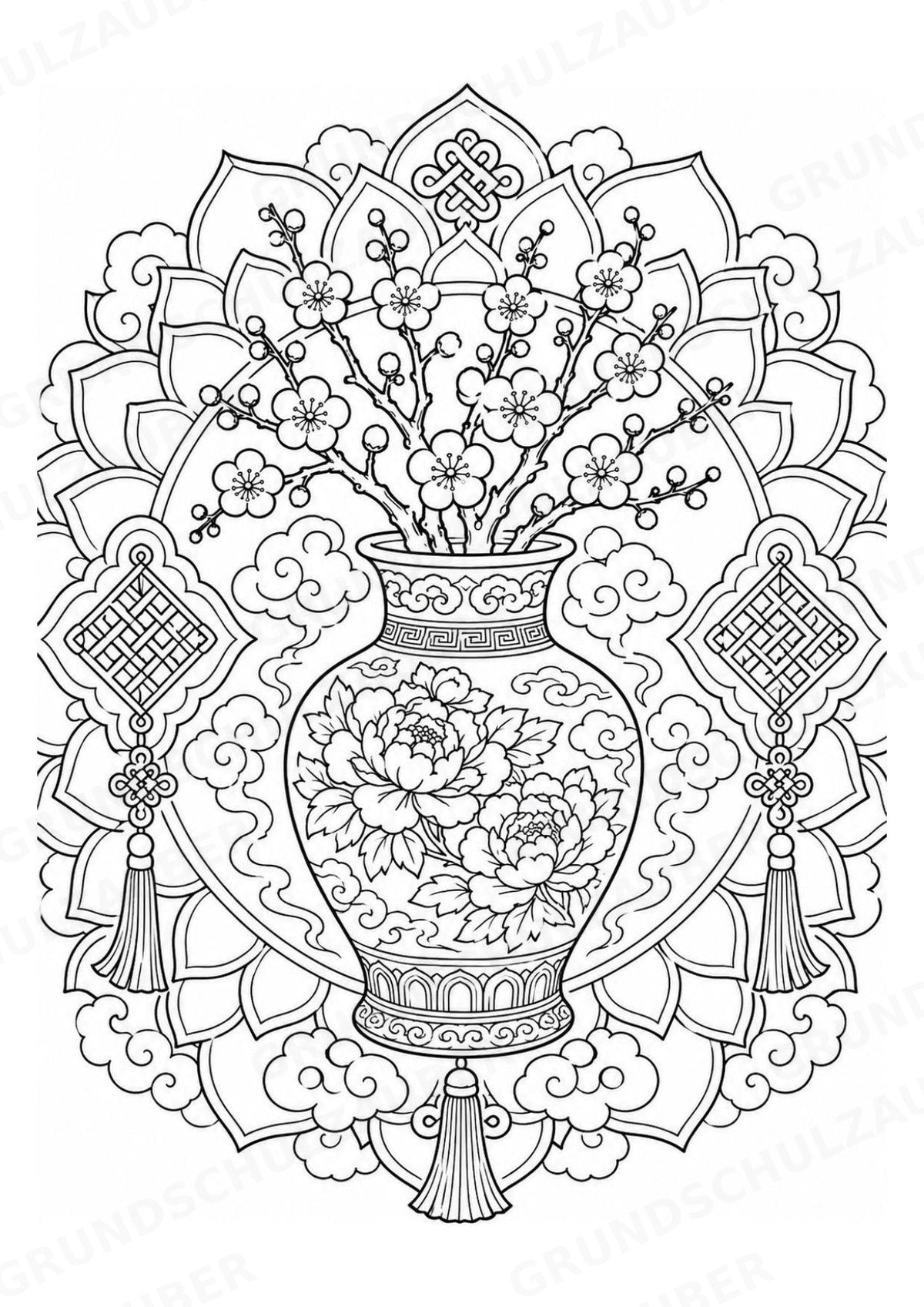 China Mandalas Ausmalbilder – Länder und Kulturen – 15 Malvorlagen – Materialseite 16